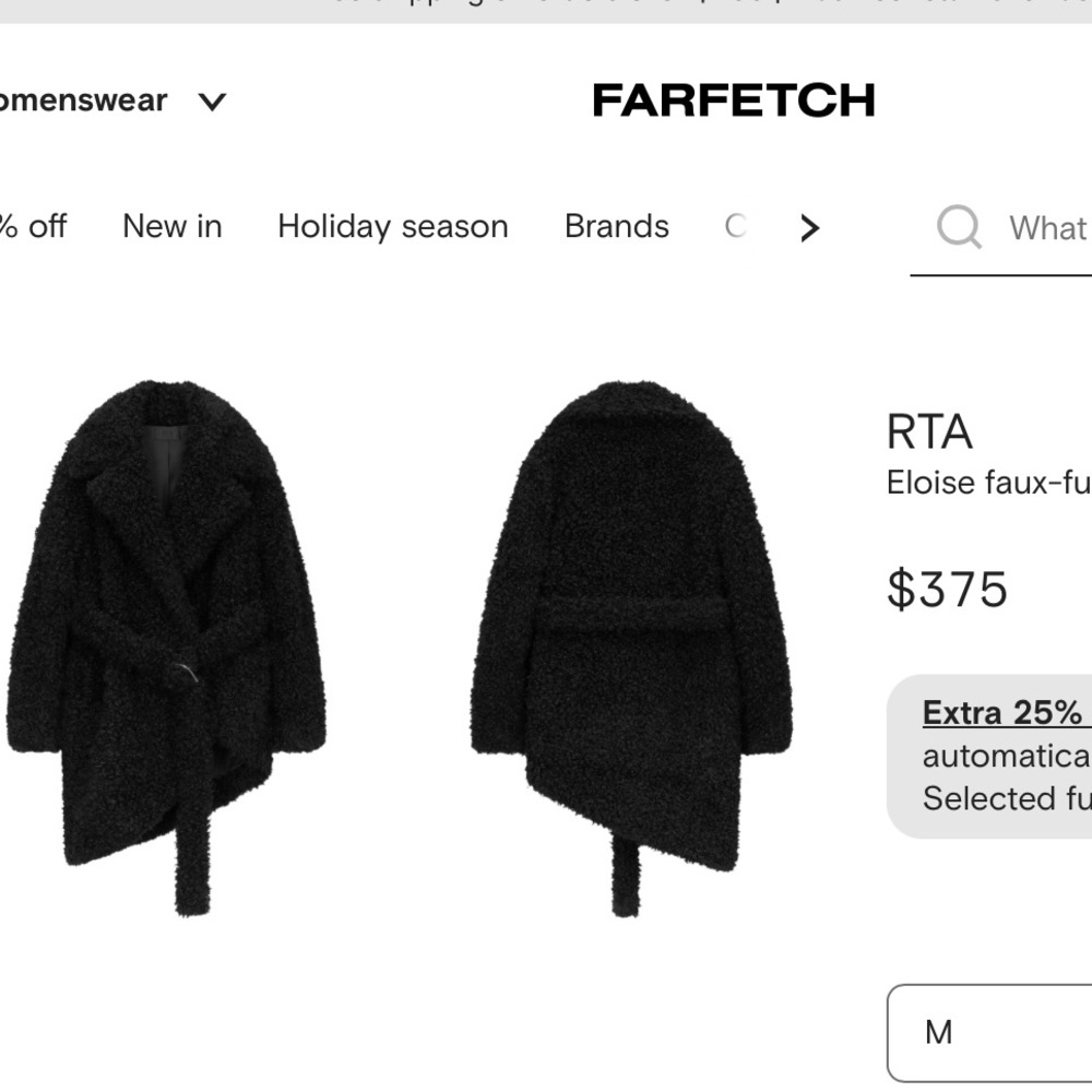 RtA Black Eloise Faux-Fur Jacket